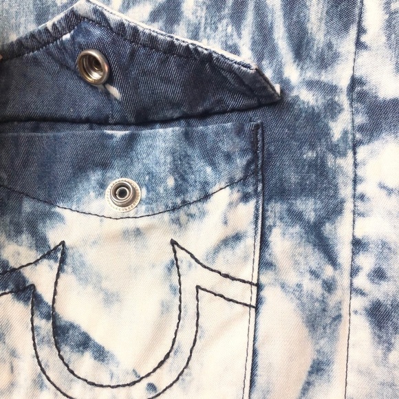 Rare True Religion Indigo Navy Tie-Dye Button Down Georgia Shirt Snap Closure XS - Picture 13 of 15